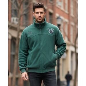 True Religion Western Varsity Jacket Men's‎ Size XL Green Fleece Zip Up Pockets
